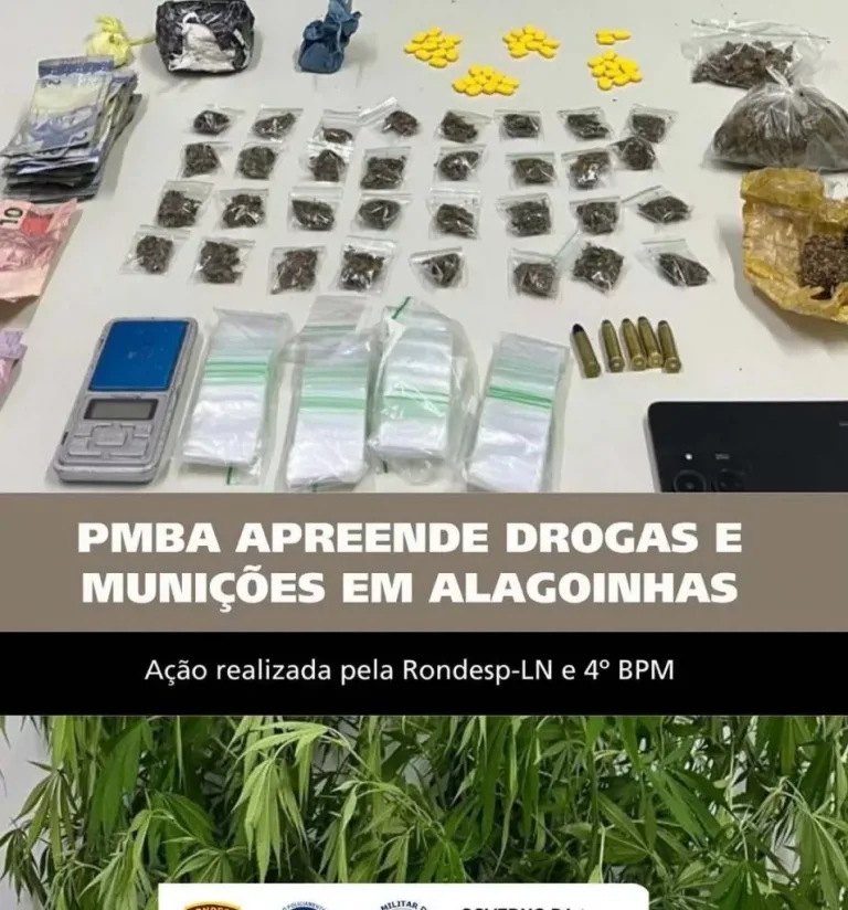 PM apreende drogas e munições durante ação conjunta em Alagoinhas