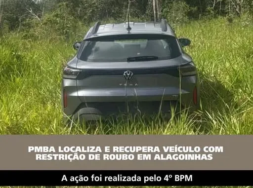 4º BPM localiza e recupera veículo com restrição de furto/roubo